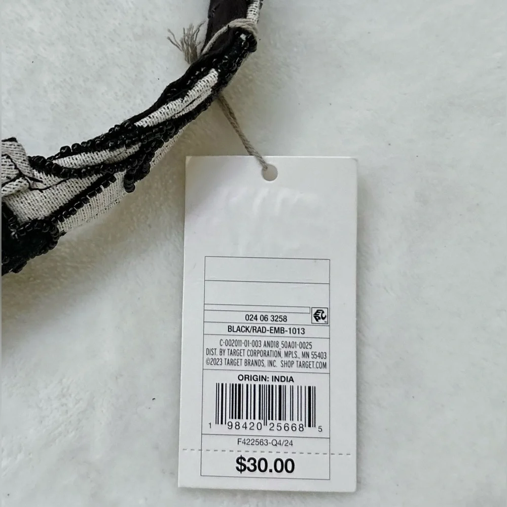 TARGET A New Day Black Off-White Beaded Embroidered Mini Hobo Crescent Bag NEW